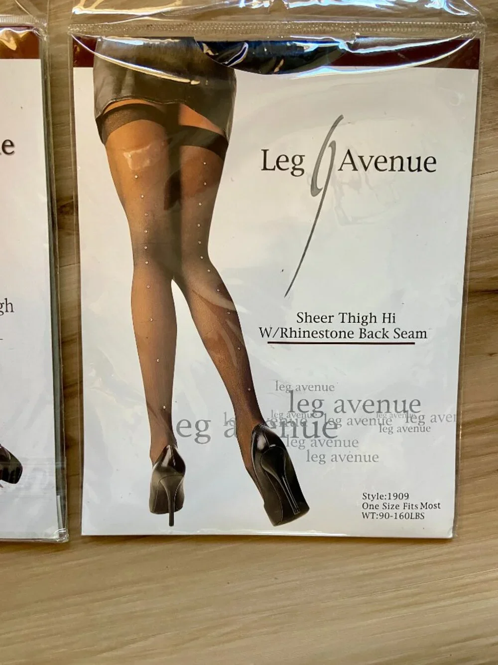Vintage 90s Leg Avenue Set Of 2 Thigh High Stockings Rhinestone Seam Bow Y2K OS